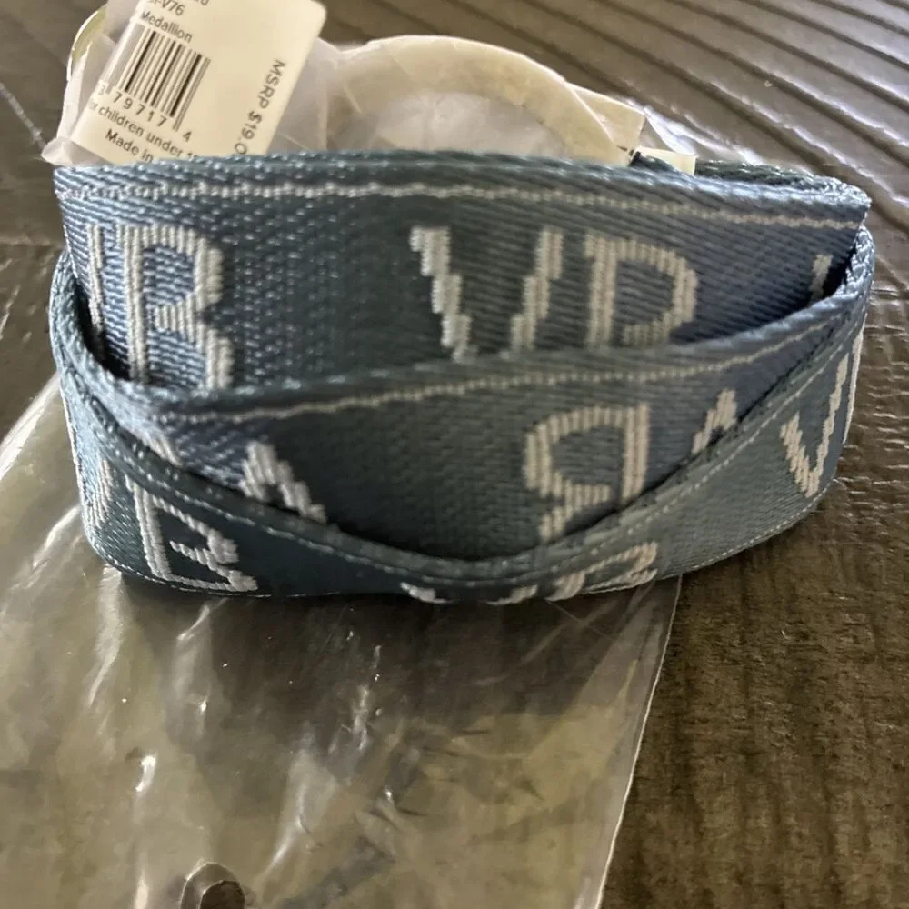 Vera Bradley Blue Logo Webbing Badge Lanyard  1 Inch Wide Lisbon Medallion NEW